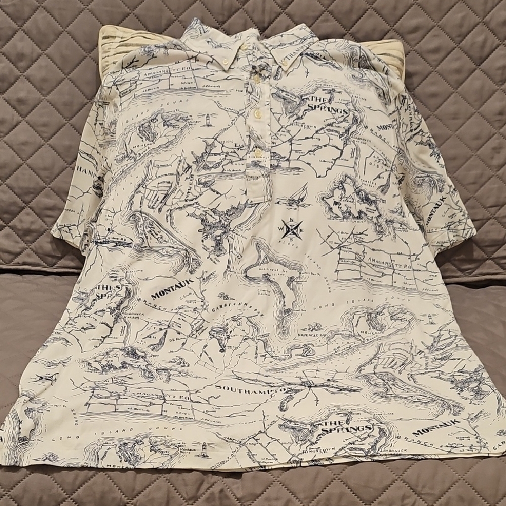 Ralph Lauren Mens Blue Label Knit Oxford Short Sleeve Map Print Polo Shirt - Picture 12 of 16